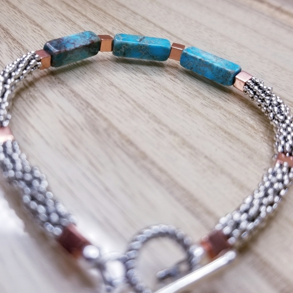 Sky Blue Imperial Jasper Beaded Gemstone Br - Picture 7 of 8